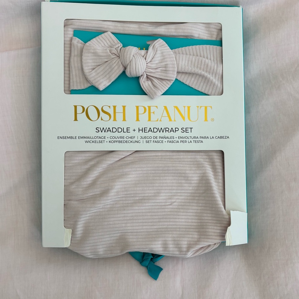 Posh Peanut soft Pink Swaddle & Headwrap Set